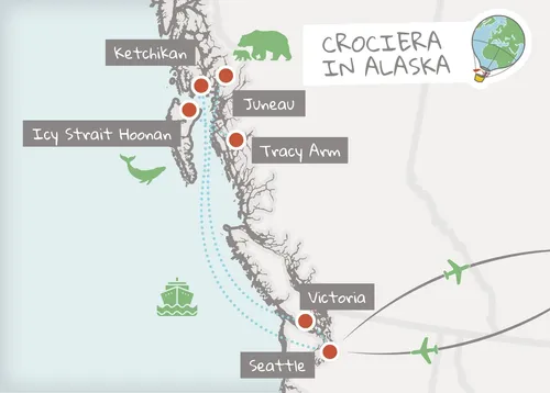 Mappa Crociera gruppo in Alaska